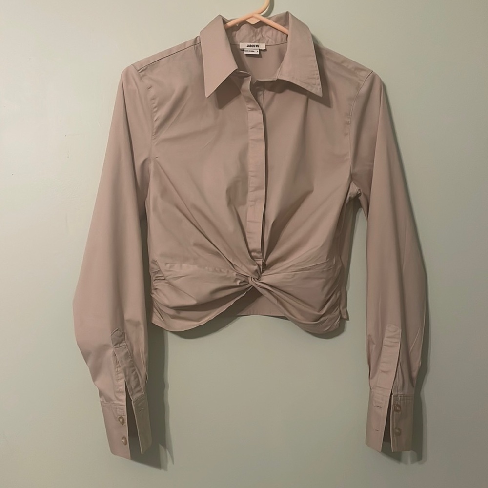 Jason Wu Twist Front Cropped Button Blouse